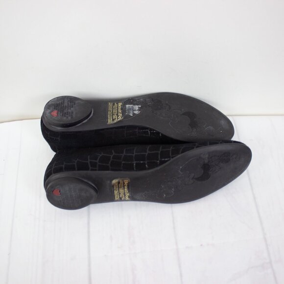 Beautifeel Jolie Black Crocco Print Suede flats - Picture 5 of 6